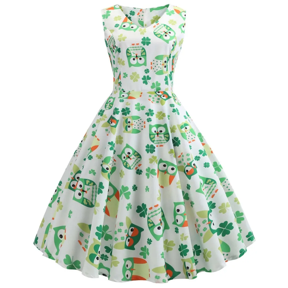 Women 2019 Saint Patrick Irish St. Patrick's Day Dress Sunday 1950s Vintage Retro Festival Owl Print Shamrock Clover Dress
Women 2019 Saint Patrick Irish St. Patrick's Day Dress Sunday 1950s Vintage Retro Festival Owl Print Shamrock Clover Dress