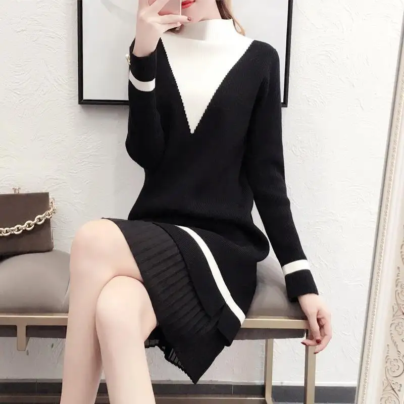 Women Sweater Dress Spring Autumn Clothes 2019 New Fashion Long Sleeve Pullover Knit Dress Women Casual Knee Length Dresses D266
Women Sweater Dress Spring Autumn Clothes 2019 New Fashion Long Sleeve Pullover Knit Dress Women Casual Knee Length Dresses D266