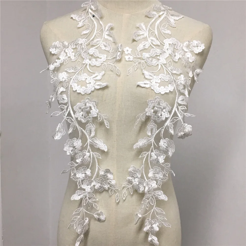 1 Pair Sewing Lace Fabrics 51*19cm Ivory White Embroidery Flower Large Lace Applique For Wedding Dress, Bridal Gown
1 Pair Sewing Lace Fabrics 51*19cm Ivory White Embroidery Flower Large Lace Applique For Wedding Dress, Bridal Gown