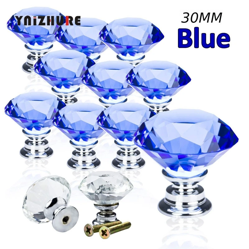 Modern /30mm Hot Selling Ocean Blue Diamond Shape Crystal Glass Drawer Cabinet Pull Handle Knob Blue High Quality
Modern /30mm Hot Selling Ocean Blue Diamond Shape Crystal Glass Drawer Cabinet Pull Handle Knob Blue High Quality