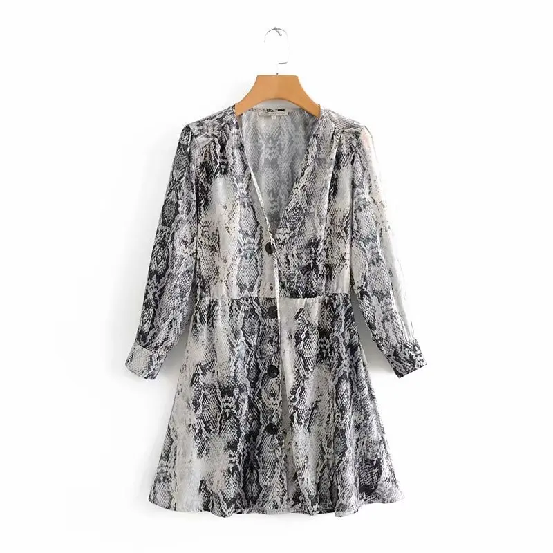 women vintage sexy snake skin pattern printing mini dress ladies v neck long sleeve chic vestidos streetwear a line dress DS1268
women vintage sexy snake skin pattern printing mini dress ladies v neck long sleeve chic vestidos streetwear a line dress DS1268