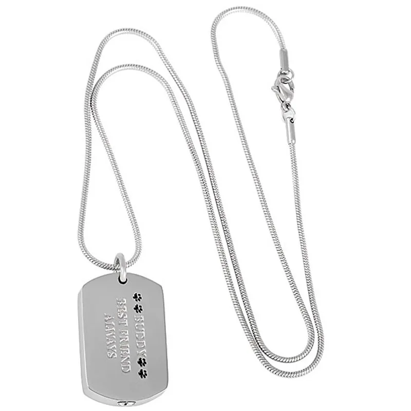 XWJ8022 Four Dog Paws Engraving "BUDDY, BEST FRIEND ALWAYS" in Memory of My Loved Dog Cremation Tag Pendant Necklace Ashes Urn
XWJ8022 Four Dog Paws Engraving "BUDDY, BEST FRIEND ALWAYS" in Memory of My Loved Dog Cremation Tag Pendant Necklace Ashes Urn