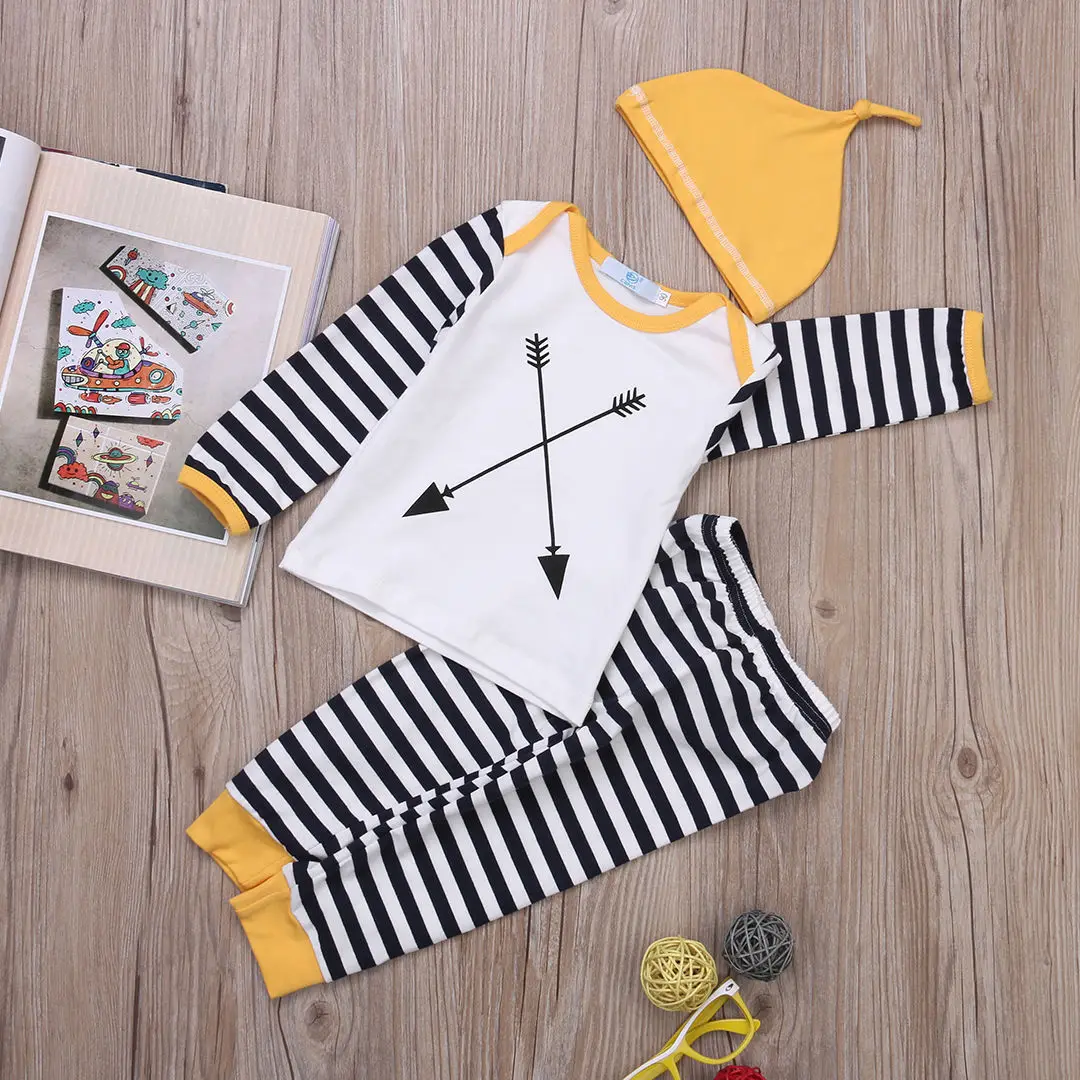 3PCS Autumn Baby Clothes Kids Baby Girl Boy Clothes Arrows Tops T-shirt+Striped Pants Casual Outfits Set
3PCS Autumn Baby Clothes Kids Baby Girl Boy Clothes Arrows Tops T-shirt+Striped Pants Casual Outfits Set