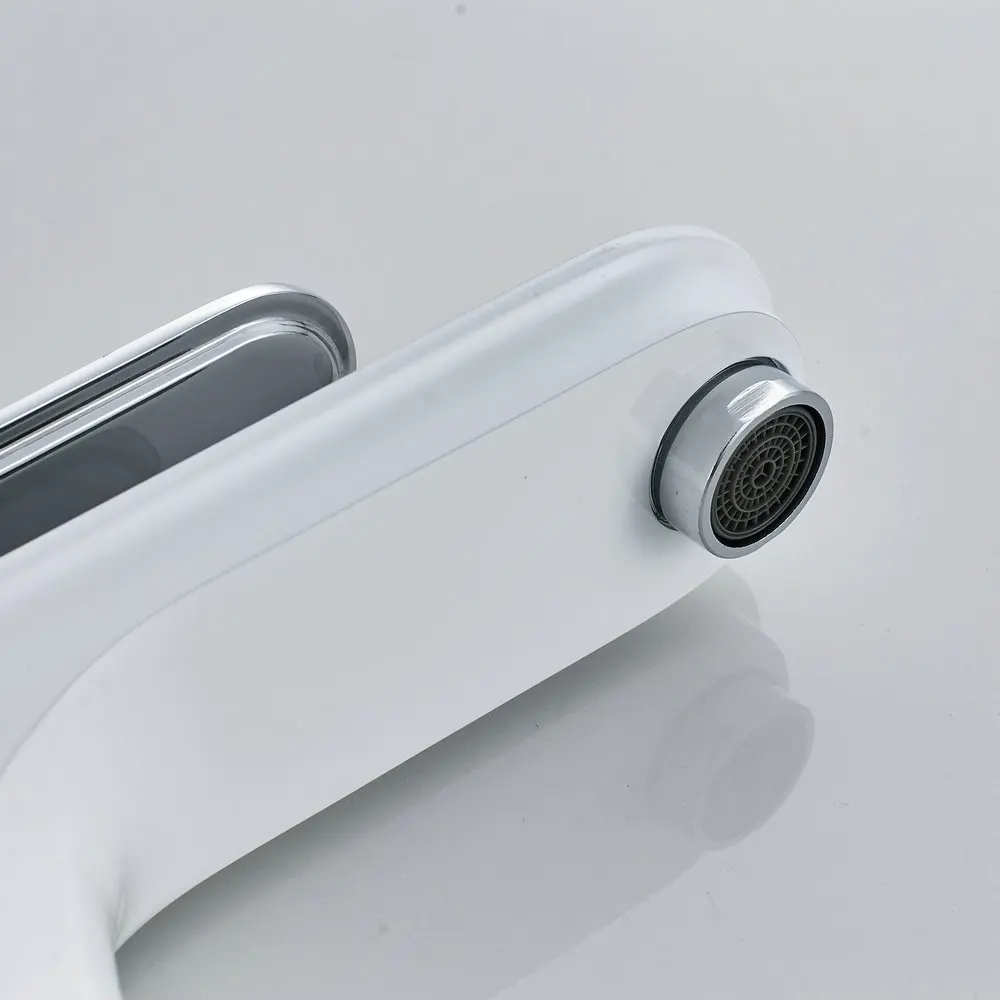 Bathroom Faucet White Single Handle Hot Cold Switch Water Mixer Taps Wash Basin Bathroom Deck Mounted Basin Faucet
Bathroom Faucet White Single Handle Hot Cold Switch Water Mixer Taps Wash Basin Bathroom Deck Mounted Basin Faucet