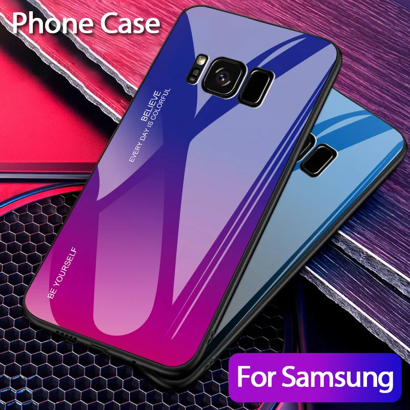 Градиентный чехол из закаленного стекла для телефона Samsung Galaxy S8 Plus Samsun S8Plus 8 G950F