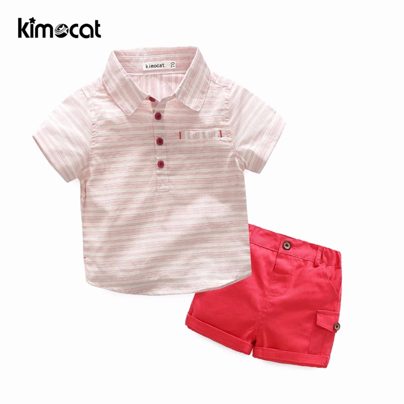 Kimocat Summer Boys Set 2pcs Shirt+Pants Short Sleeve Striped Pullover Red Handsome Baby Boys Sets Children's Clothes
Kimocat Summer Boys Set 2pcs Shirt+Pants Short Sleeve Striped Pullover Red Handsome Baby Boys Sets Children's Clothes