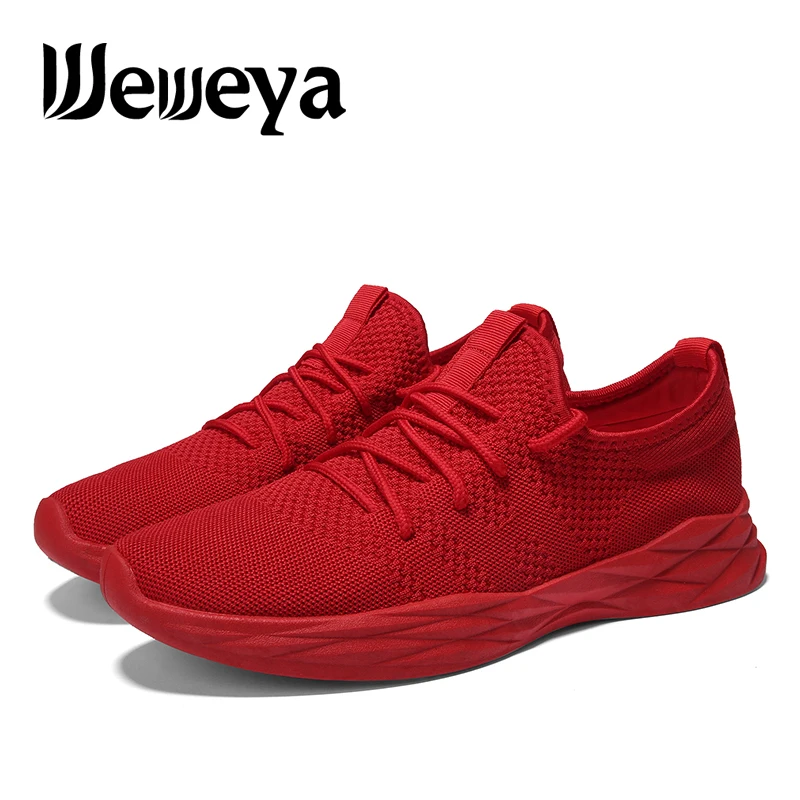 Weweya/Новинка 2019 года мужские кроссовки женская обувь для бега красные дышащие на
