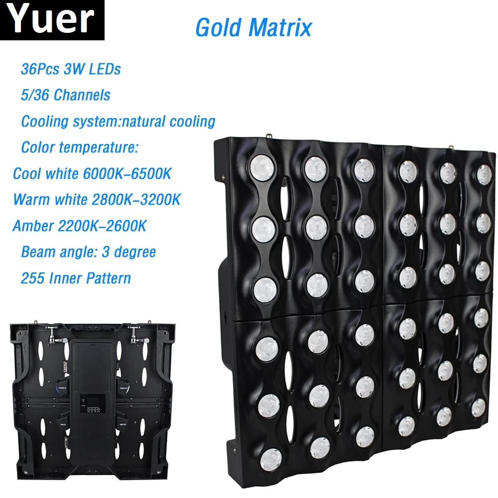36x3W LEDs Gold Matrix Light 5/36 channels DMX512 DJ Disco light Club LED Sound Party Bar Lights professional stage Effect light
36x3W LEDs Gold Matrix Light 5/36 channels DMX512 DJ Disco light Club LED Sound Party Bar Lights professional stage Effect light