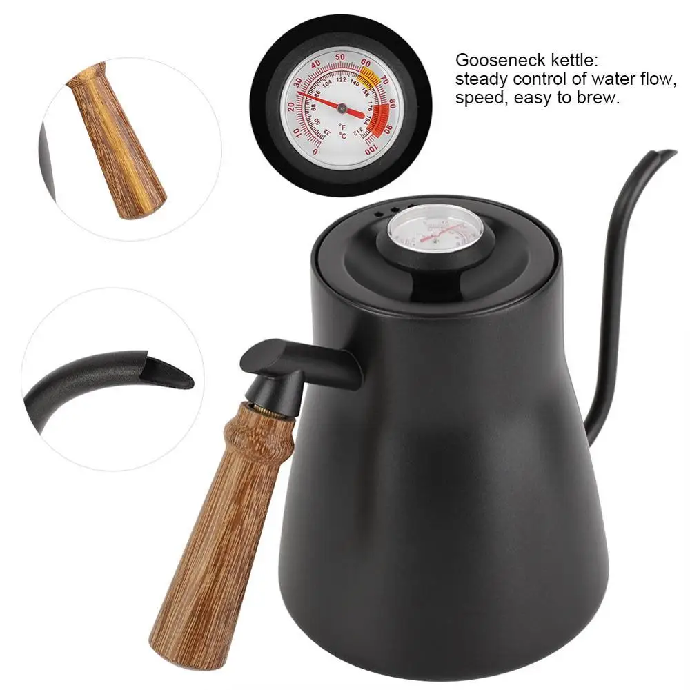 YRP 850ml Stainless Steel Coffee Drip Kettle Gooseneck Pour Over Coffee Tea Pot with Thermometer Wooden Handle Kitchen Teapot
YRP 850ml Stainless Steel Coffee Drip Kettle Gooseneck Pour Over Coffee Tea Pot with Thermometer Wooden Handle Kitchen Teapot