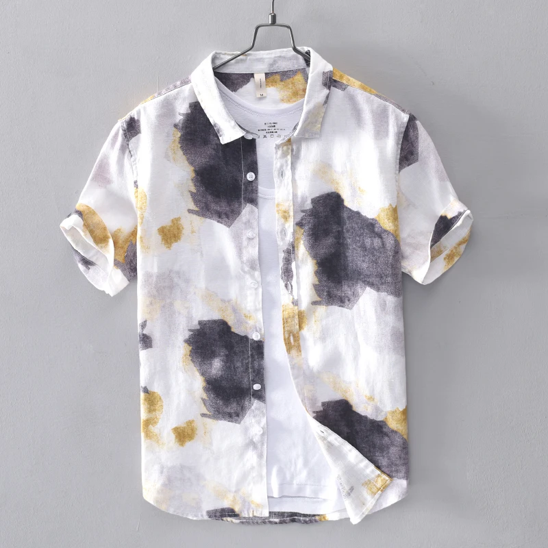 New Men's camouflage print linen short sleeve shirt casual fashion flax shirts men brand comfortable shirt male tops camisa
New Men's camouflage print linen short sleeve shirt casual fashion flax shirts men brand comfortable shirt male tops camisa