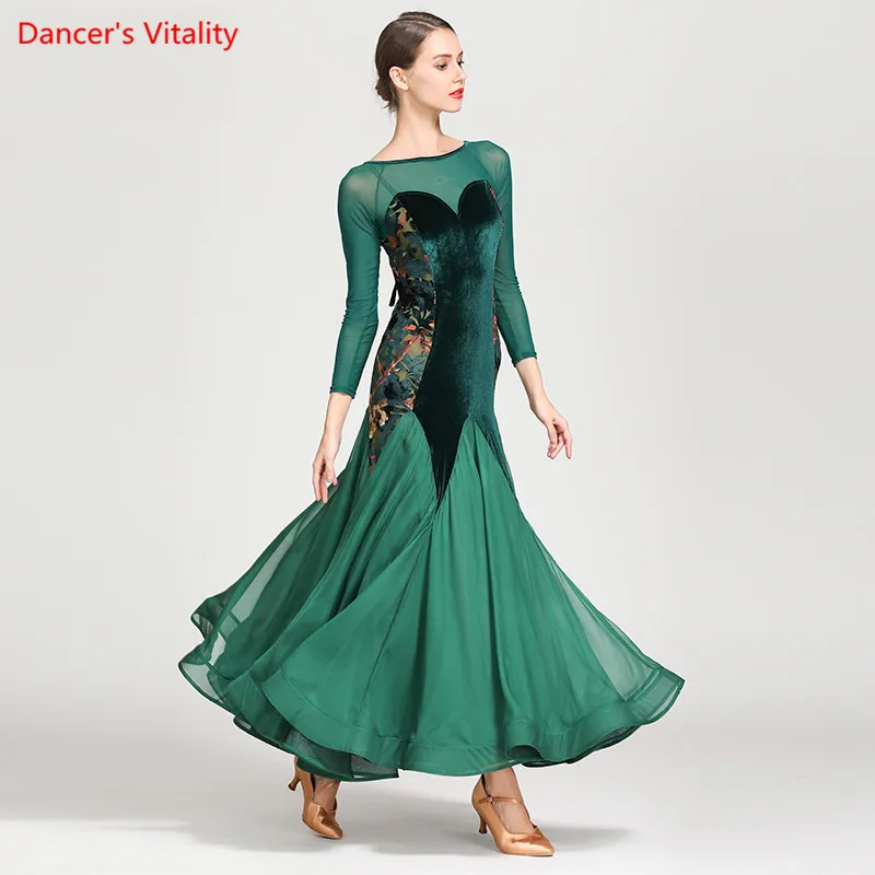 Adult Female Ballroom Dance Dress 2018 Women Gauze Long Sleeves Big Swing Dresses Ballroom Waltz Tango Dance Performance Costume
Adult Female Ballroom Dance Dress 2018 Women Gauze Long Sleeves Big Swing Dresses Ballroom Waltz Tango Dance Performance Costume