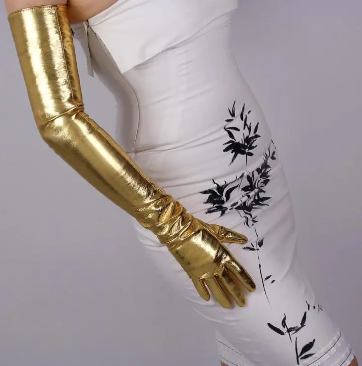 Women's patent pu Leather golden Long gloves female ultra long fashion long leather party dress gold glove 70cm R975
Women's patent pu Leather golden Long gloves female ultra long fashion long leather party dress gold glove 70cm R975