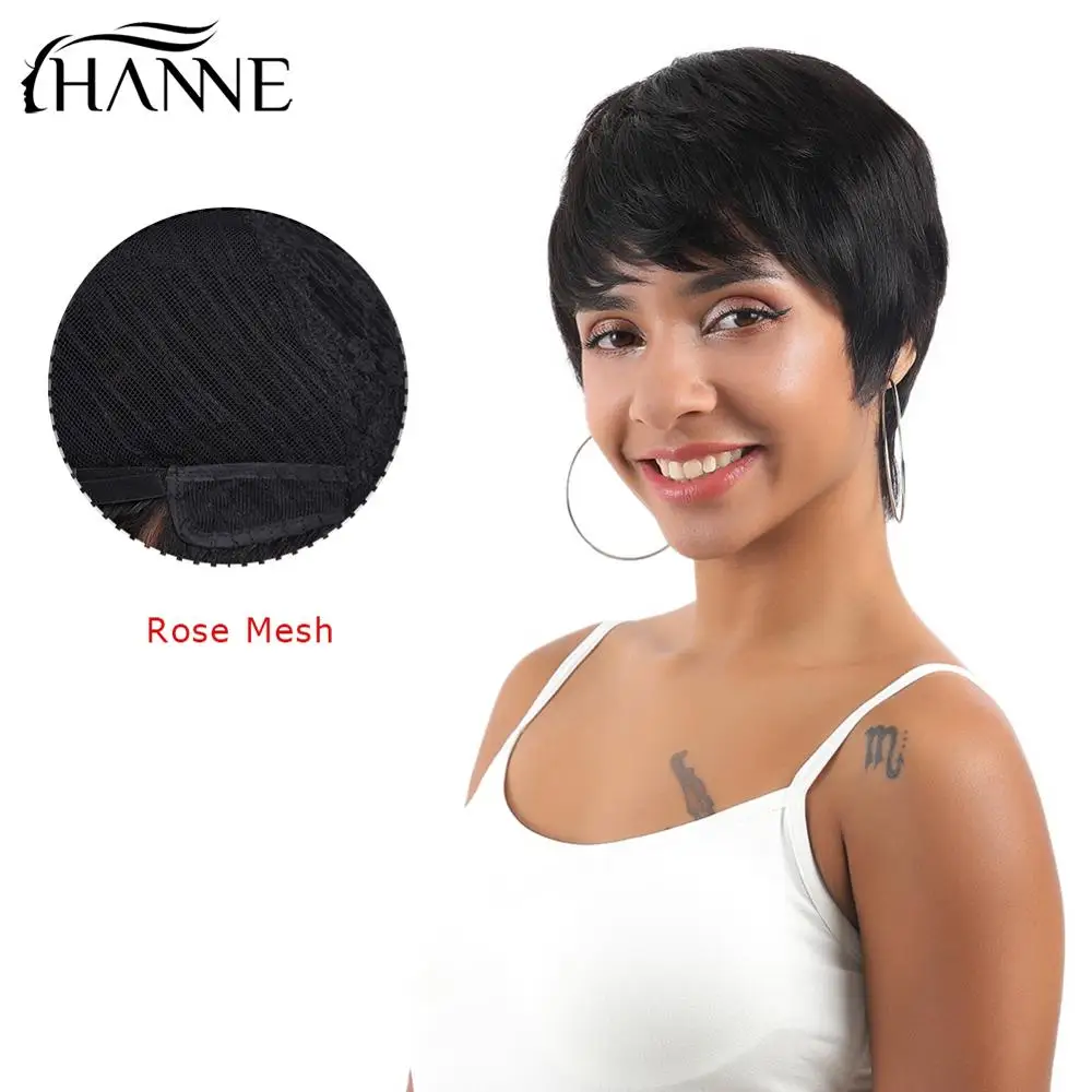 Парики HANNE Pixie Cut короткие парики из человеческих волос волнистый парик