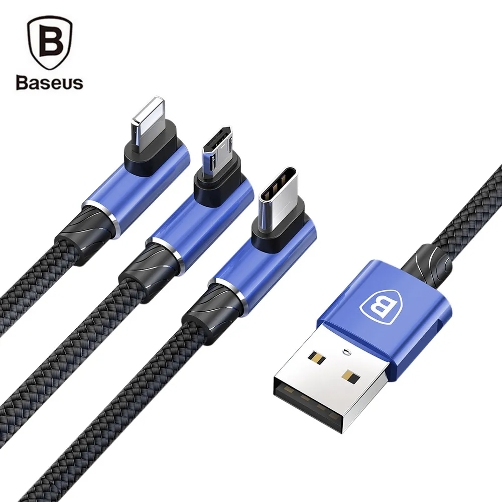 Baseus 3 в 1 кабель быстрой зарядный USB Выход 8 Pin Тип C/Micro 2 м|Переходники и адаптеры| |