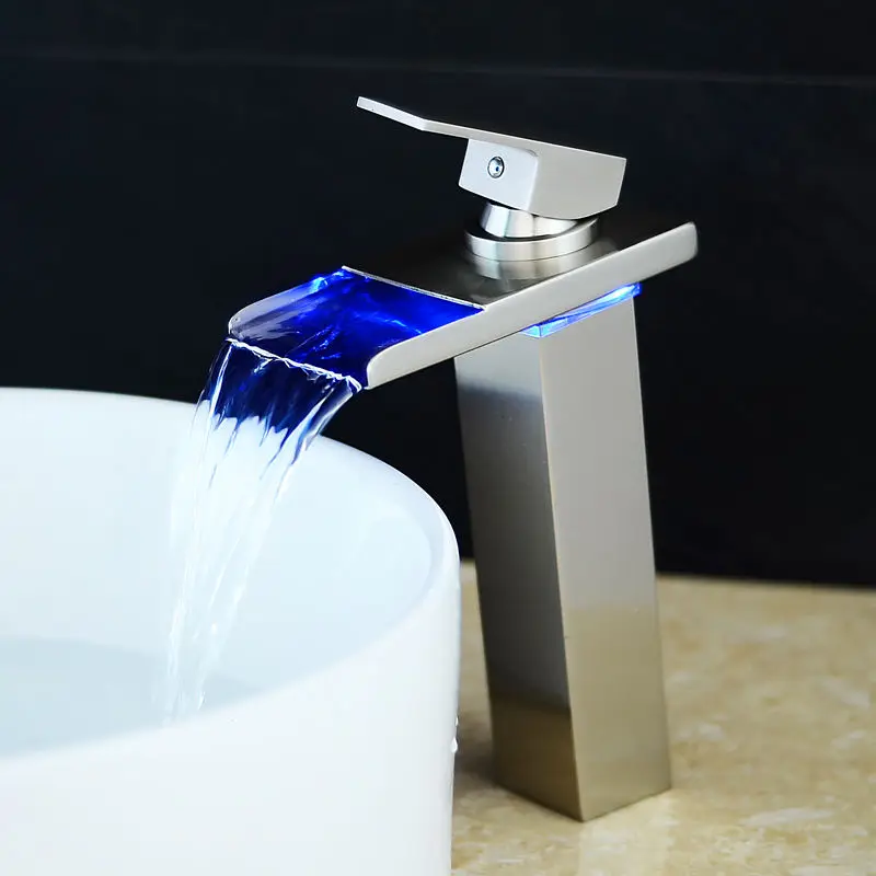 Free shipping Brushed Nickel Bathroom LED Tall Faucet Vessel Waterfall One Handle/hole deck mounted
Free shipping Brushed Nickel Bathroom LED Tall Faucet Vessel Waterfall One Handle/hole deck mounted