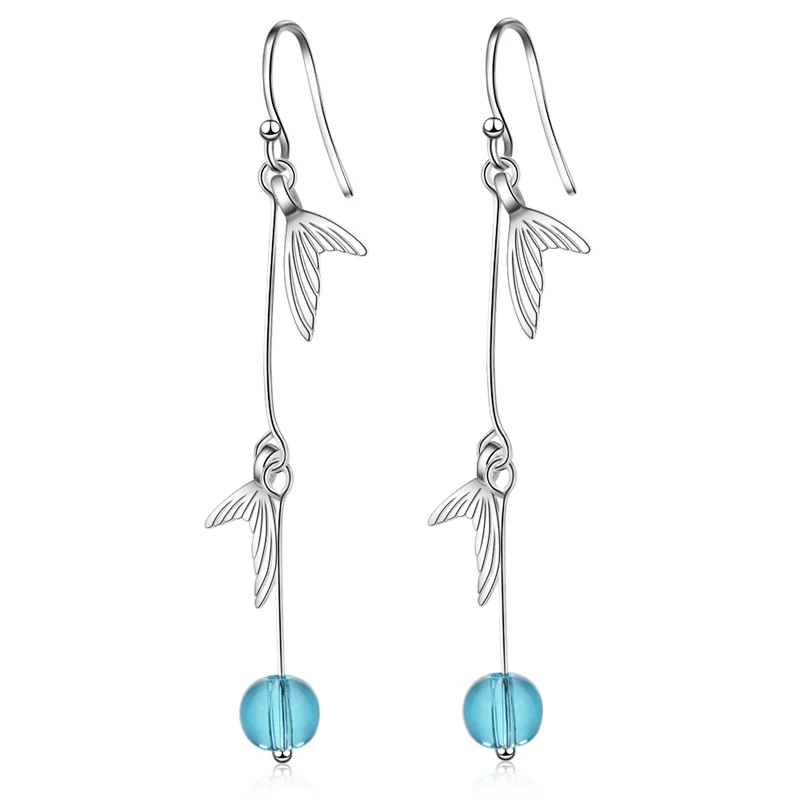 KOFSAC Trendy 925 Silver Earrings For Women Temperament Blue Crystal Ball Mermaid Tail Earring Jewelry Female Holiday Party Gift
KOFSAC Trendy 925 Silver Earrings For Women Temperament Blue Crystal Ball Mermaid Tail Earring Jewelry Female Holiday Party Gift