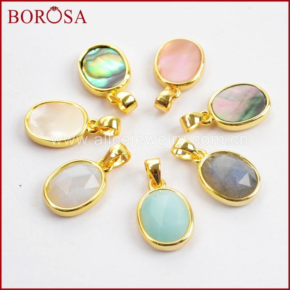BOROSA 10PCS Oval Natural Multi-kind Stones Faceted Pendants Gold Bezel Gems Amazon Stone Abalone Shell Pendant Jewelry WX994
BOROSA 10PCS Oval Natural Multi-kind Stones Faceted Pendants Gold Bezel Gems Amazon Stone Abalone Shell Pendant Jewelry WX994