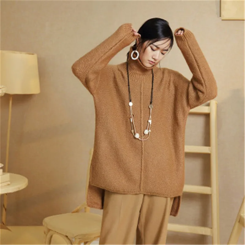 100%hand made wool knit women streetwear turtleneck irregular hem solid H-straight pullover sweater one&over size
100%hand made wool knit women streetwear turtleneck irregular hem solid H-straight pullover sweater one&over size