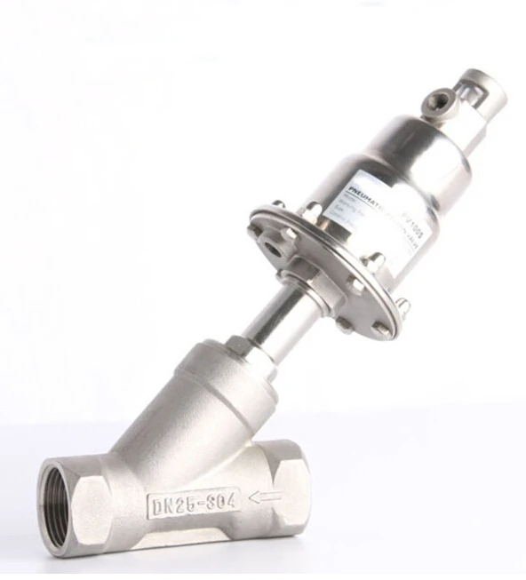 1 inch single acting stainless steel pneumatic angle seat valve 63mm actuator