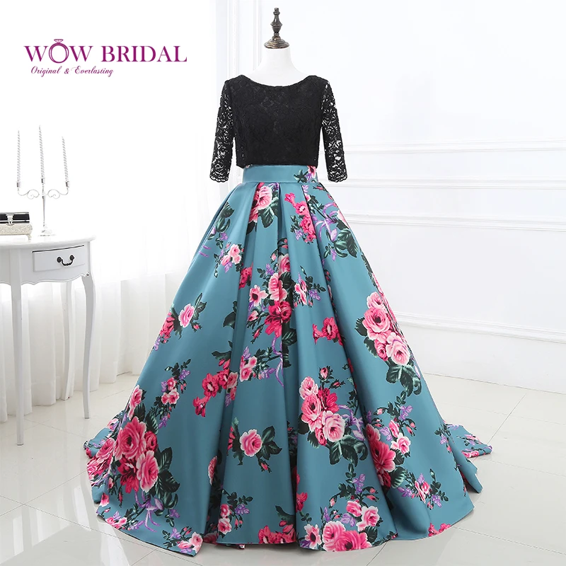 Wowbrial Black Lace Three Quarter Sleeve Floral Printed Flower Evening Gowns Evening Dress Long Backless 26403
Wowbrial Black Lace Three Quarter Sleeve Floral Printed Flower Evening Gowns Evening Dress Long Backless 26403