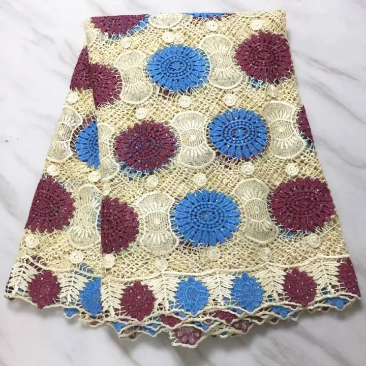 Hot sale yellow french guipure lace embroidery african water soluble lace fabric with rhinestone for dress BW32-10,5yards/pc
Hot sale yellow french guipure lace embroidery african water soluble lace fabric with rhinestone for dress BW32-10,5yards/pc