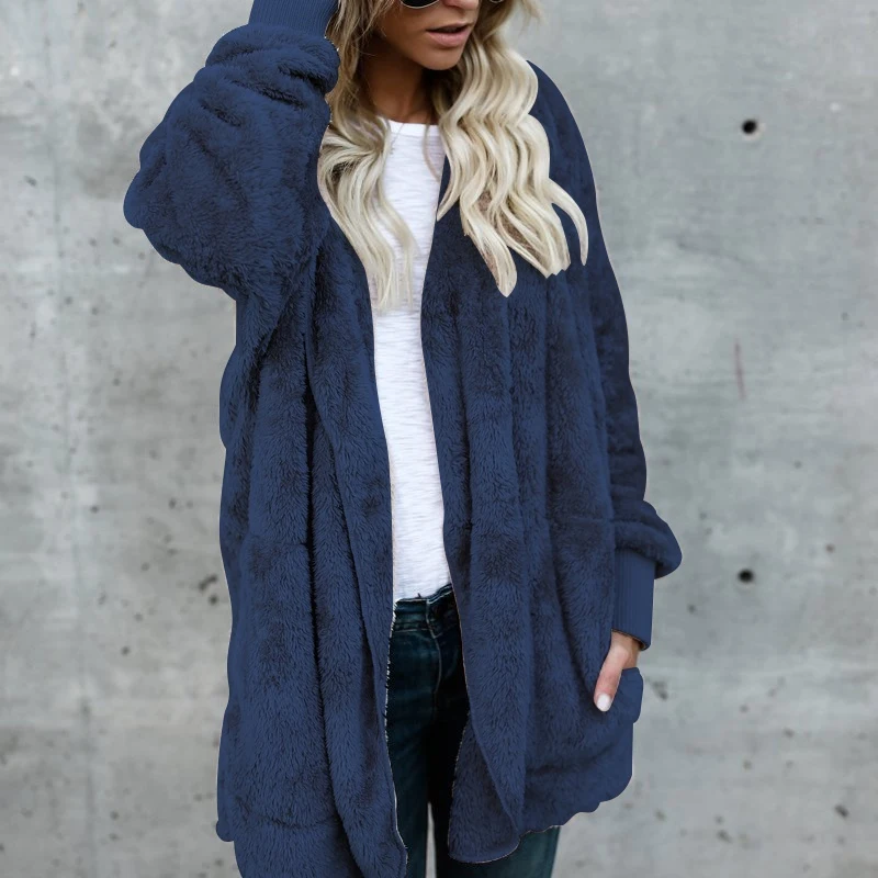 Womens Long Sleve Hooded Coat Thickened Loose Cardigan With Pockets Slim Fit Faux Fur Winter Warm Hood Jacket Outerwear 6Q1287
Womens Long Sleve Hooded Coat Thickened Loose Cardigan With Pockets Slim Fit Faux Fur Winter Warm Hood Jacket Outerwear 6Q1287