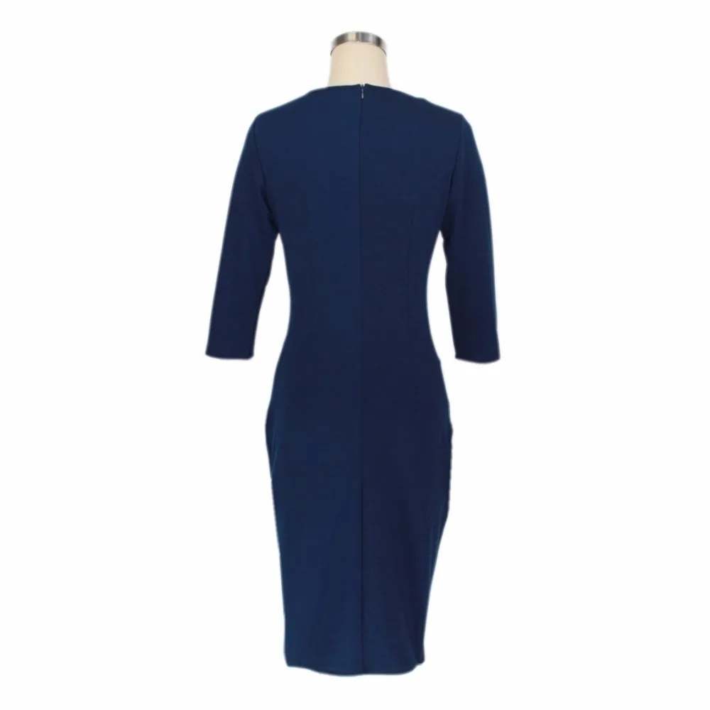 FD3516 Дамское Платье-карандаш с рукавом 3/4 Vestidos Robe платье цветными блоками в стиле
