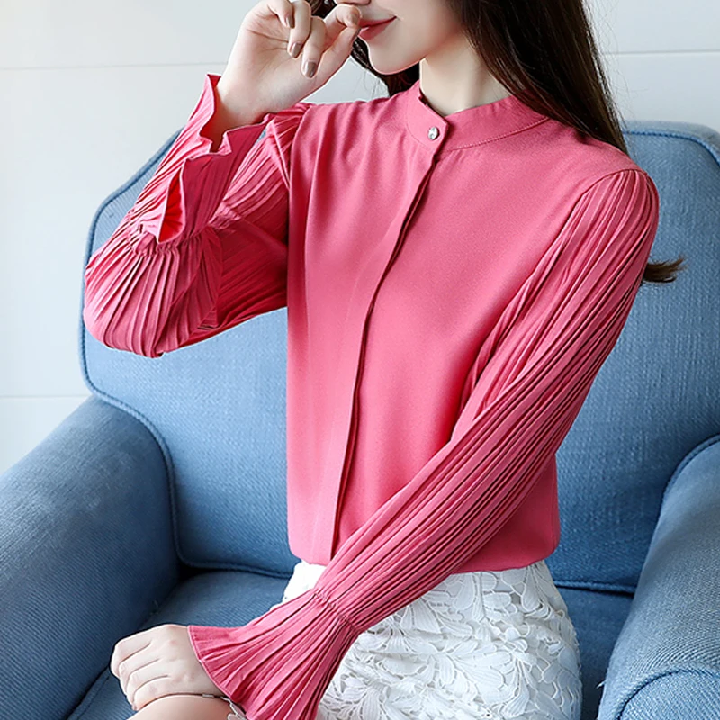Fashion women's blouses new 2019 long sleeve female tops shirts chiffon causal flare sleeves blouse solid white clothes 0917 40
Fashion women's blouses new 2019 long sleeve female tops shirts chiffon causal flare sleeves blouse solid white clothes 0917 40
