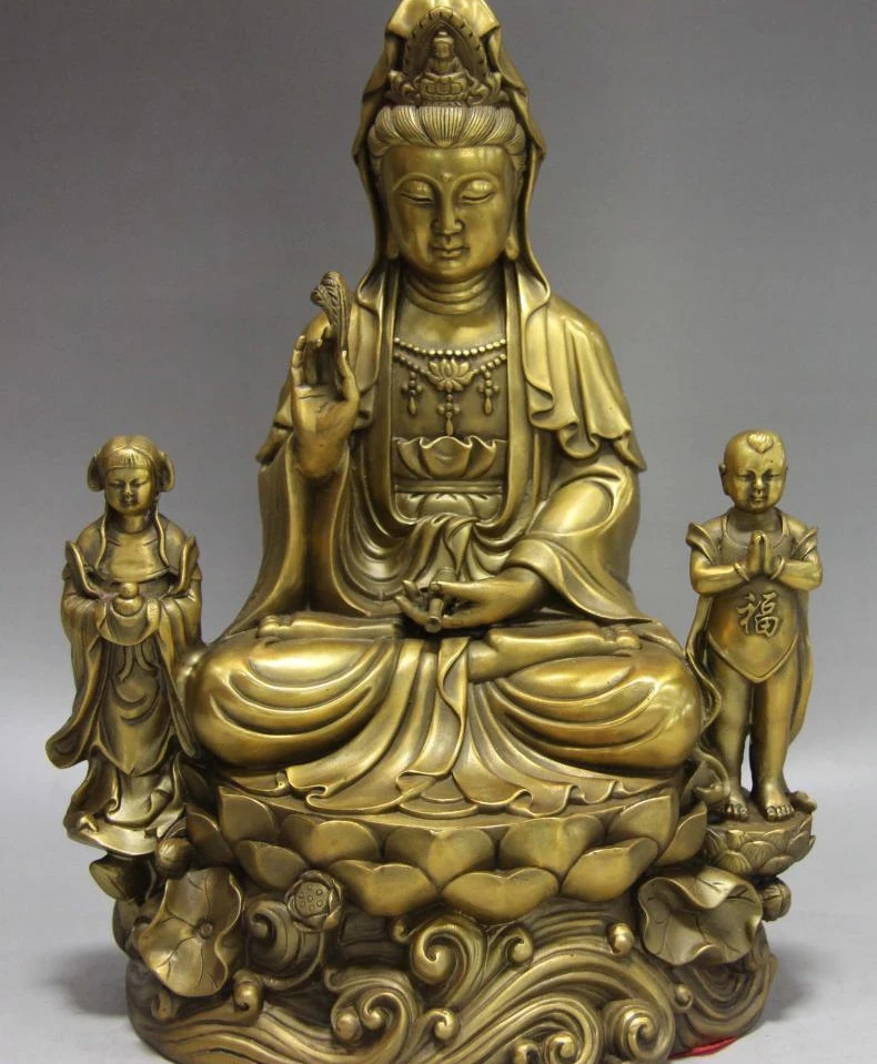 China Buddhism Brass Copper Two Boys Bodhisattva Kwan-Yin Guan Yin Buddha statue
China Buddhism Brass Copper Two Boys Bodhisattva Kwan-Yin Guan Yin Buddha statue