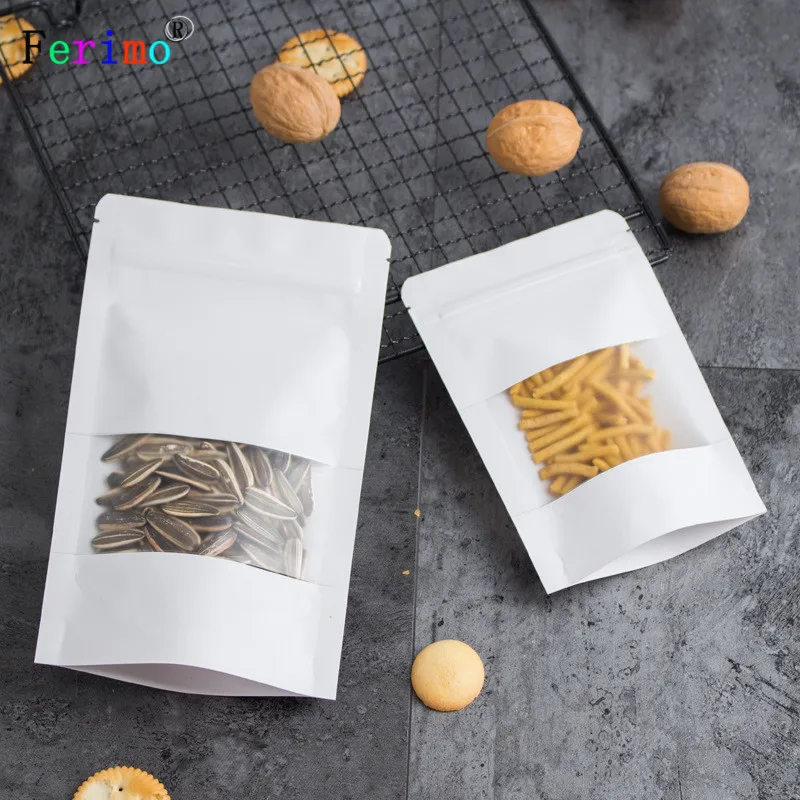 100pcs White kraft paper bag frosted window self-sealing self-standing food bags dried fruit medlar tea bags customized
100pcs White kraft paper bag frosted window self-sealing self-standing food bags dried fruit medlar tea bags customized