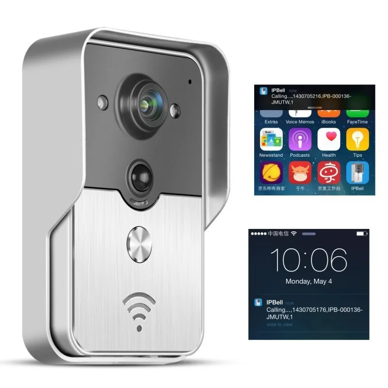 WiFi беспроводной видеодомофон умный дверной звонок Peehole Камера PIR ИК Ночное