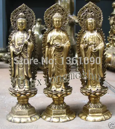 Free Shipping 20cm 3 pcs set Buddhist Trinity Buddha bronze Oblation Pray statue
Free Shipping 20cm 3 pcs set Buddhist Trinity Buddha bronze Oblation Pray statue