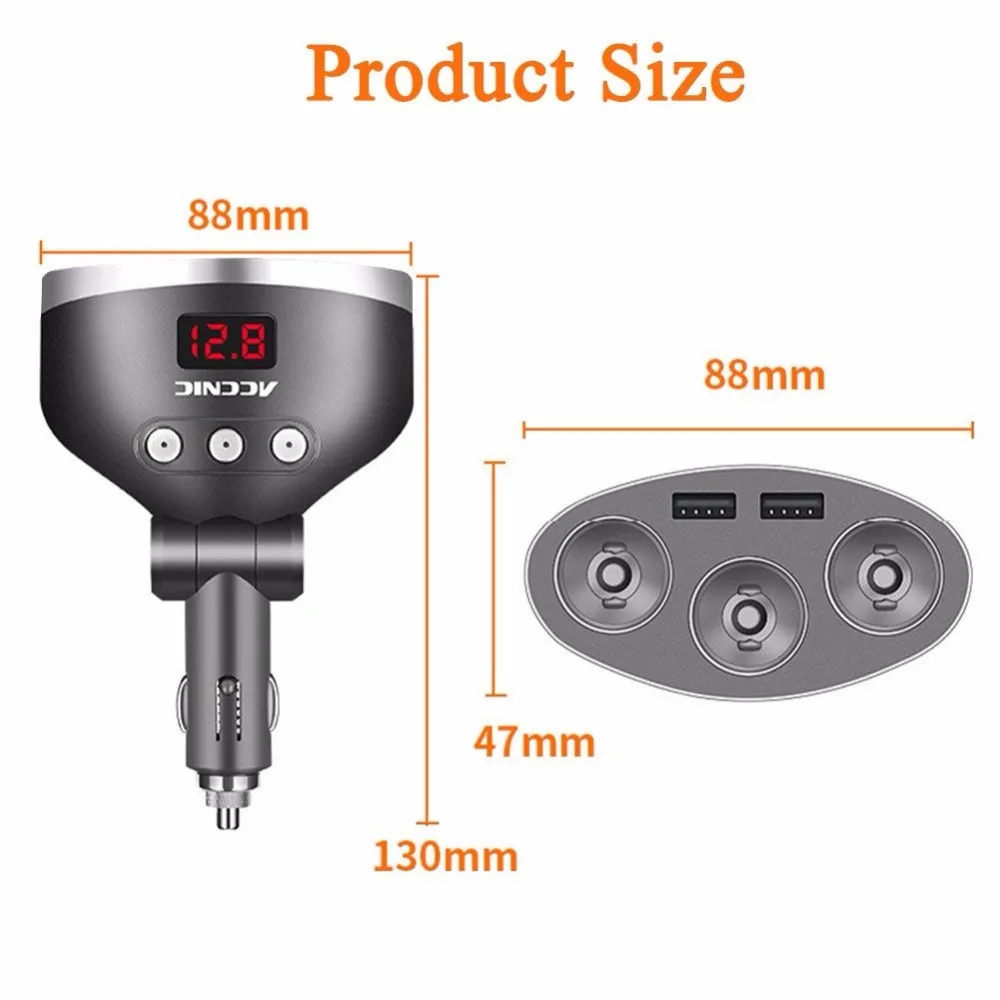 Автомобильный прикуриватель 120 Вт в два USB порта со светодиодным дисплеем|Кабели