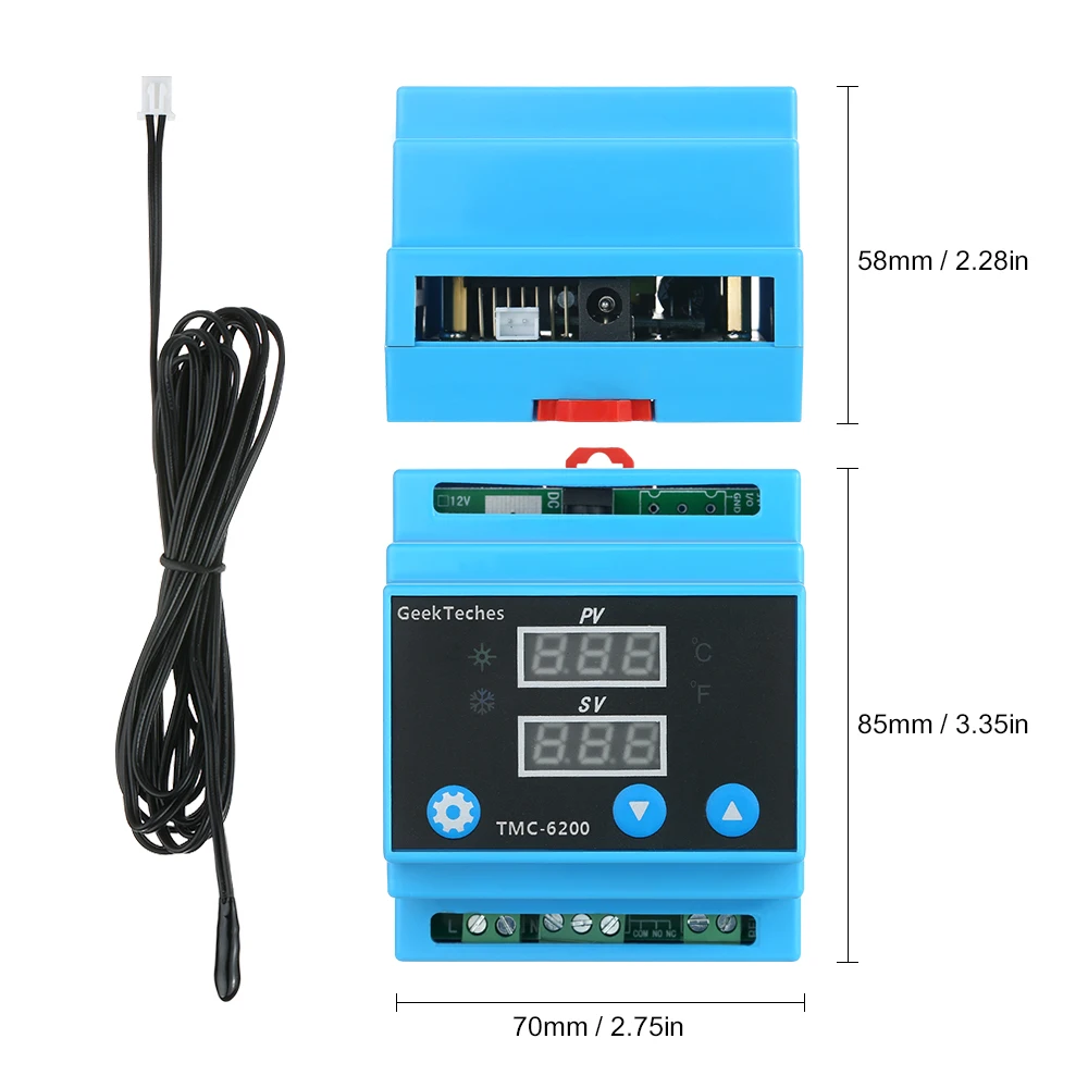 Digital Guide Rail One Way Temperature Controller Cooling Heating Control with Alarm Function Temperature Probe AC100-240V/DC12V
Digital Guide Rail One Way Temperature Controller Cooling Heating Control with Alarm Function Temperature Probe AC100-240V/DC12V