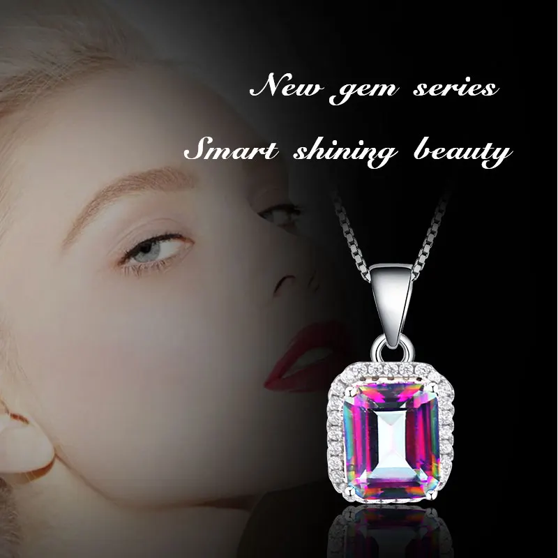 NYMPH Genuine Rainbow Topaz Natural Crystal Necklace Pendant 925 Sterling Silver Vintage Jewelry Party Gift For Women T237D | Украшения и