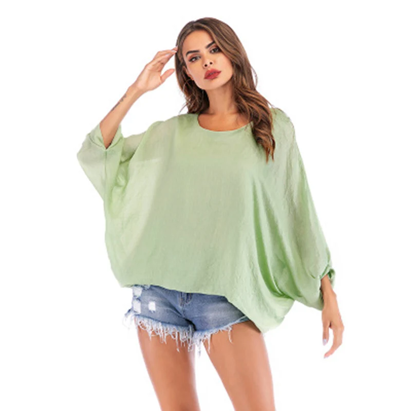 2019 new fashion women's round neck loose solid color women's T-shirt New simple wild bat sleeve shirt women harajuku
2019 new fashion women's round neck loose solid color women's T-shirt New simple wild bat sleeve shirt women harajuku
