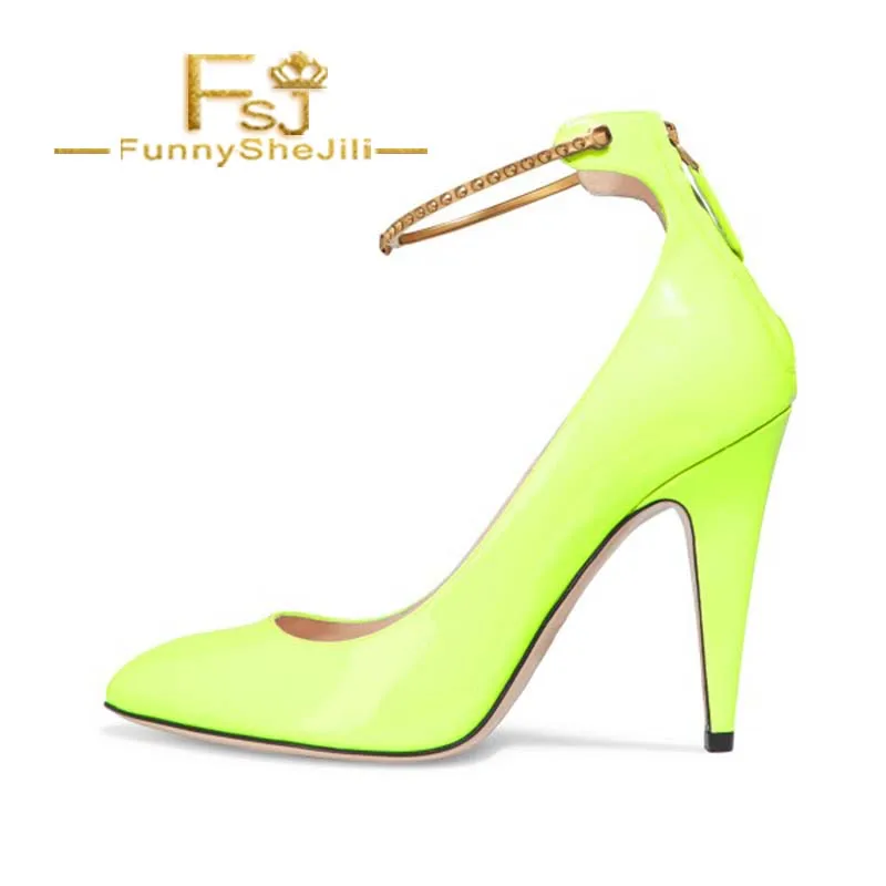 Women's Light Yellow Patent Leather Ankle Strap Heels Pumps Shoes Attractive Incomparable Generous Noble Fashion FSJ Elegant
Women's Light Yellow Patent Leather Ankle Strap Heels Pumps Shoes Attractive Incomparable Generous Noble Fashion FSJ Elegant