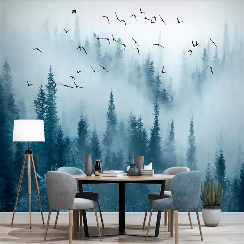 Seamless wallpaper Modern cloud pine forest TV sofa background wall professional production murals wholesale wall
Seamless wallpaper Modern cloud pine forest TV sofa background wall professional production murals wholesale wall