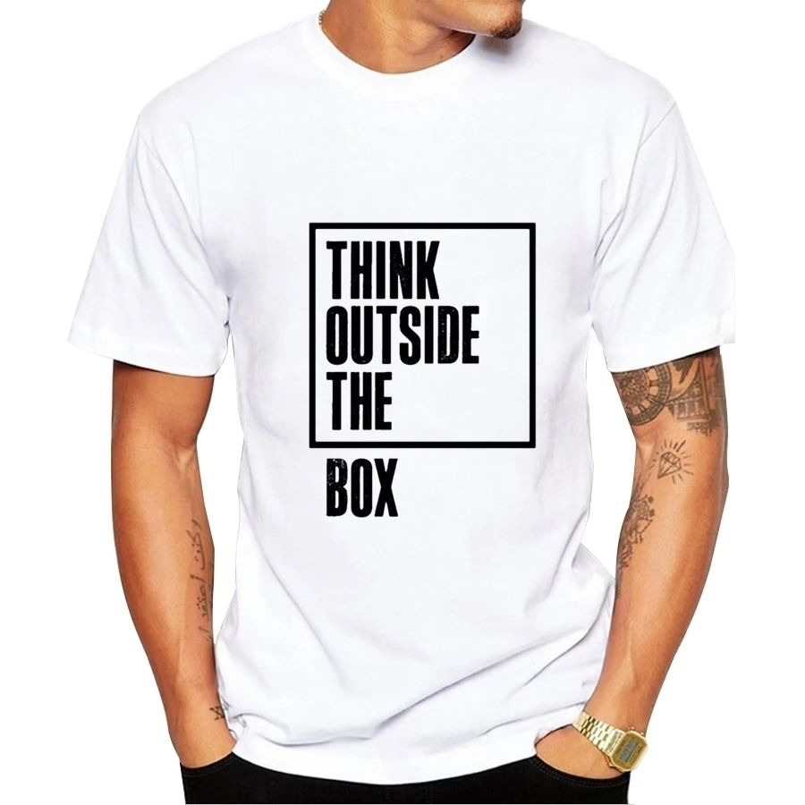 Мужская футболка с коротким рукавом Think Out Side Cool The Box круглым вырезом Забавные