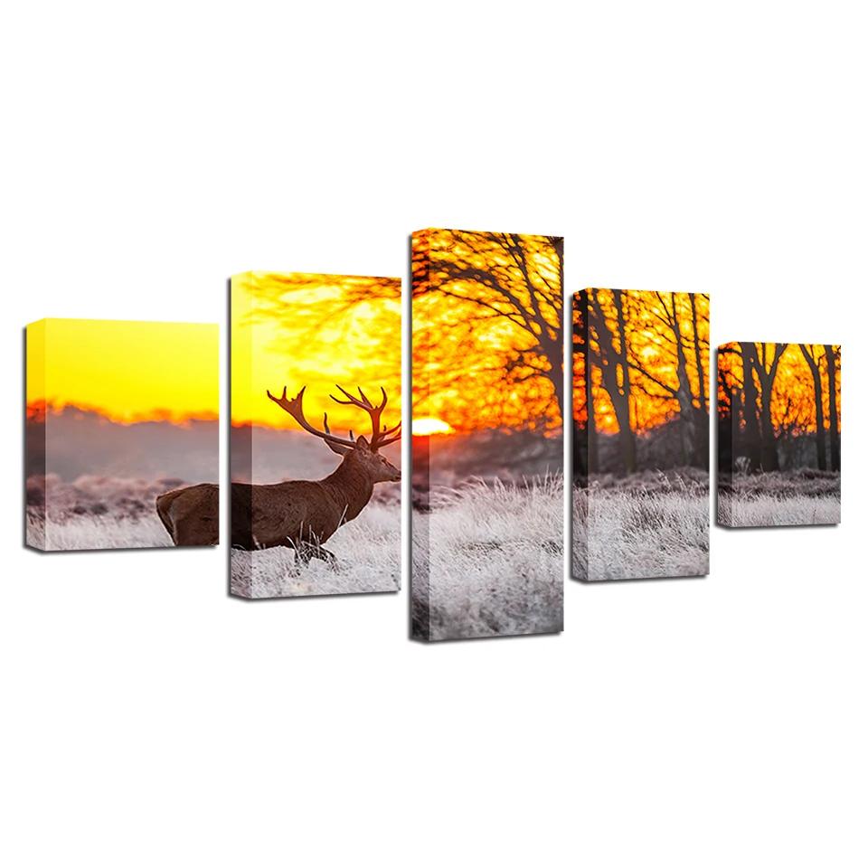 HD Prints Canvas Home Decor Wall Art 5 Pieces Winter Sunset Deer Posters Living Room Forest Animals Pictures Framework Paintings
HD Prints Canvas Home Decor Wall Art 5 Pieces Winter Sunset Deer Posters Living Room Forest Animals Pictures Framework Paintings