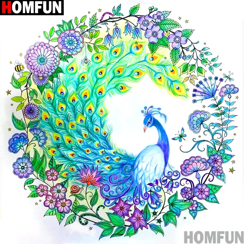 Алмазная живопись HOMFUN A13321 картина животное Павлин вышивка крестиком полностью