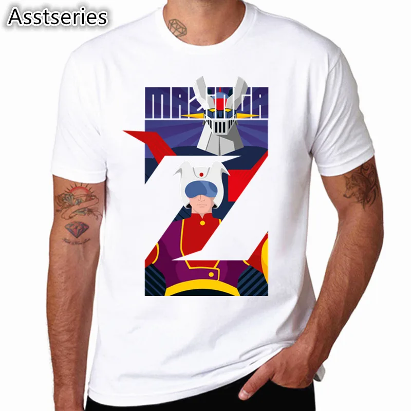 Азиатские размеры Mazinger Z футболки мужские Аниме Старый Классический Манга робот