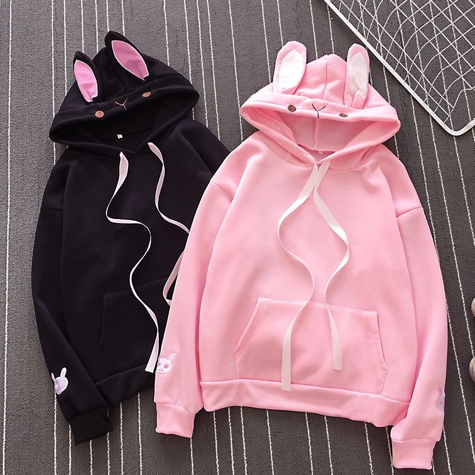 Japanese Harajuku Sweatshirt Rabbit Ear Hoodie Kawaii Bunny Embroidery Poleron Mujer 2021 Hooded Kangaroo Pocket Hoodie Women
Japanese Harajuku Sweatshirt Rabbit Ear Hoodie Kawaii Bunny Embroidery Poleron Mujer 2021 Hooded Kangaroo Pocket Hoodie Women