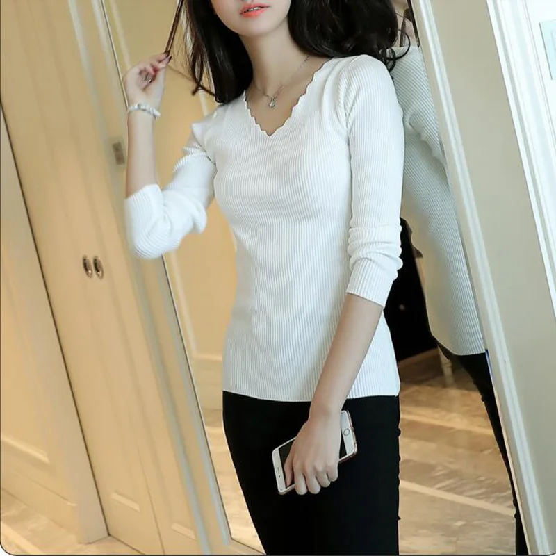 Knitted Sweater Women V Neck Tight Knit High Elastic Pink Jumper Women Sweaters And Pullovers Women's Basic Sweater Pull Femme
Knitted Sweater Women V Neck Tight Knit High Elastic Pink Jumper Women Sweaters And Pullovers Women's Basic Sweater Pull Femme