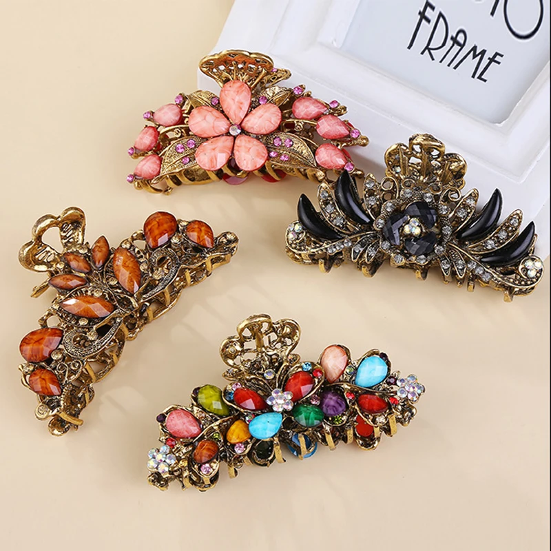 2 PCS Vintage Retro Big Flower Colorful Crystal Hair Claws Metal Antique Rhinestone Grab Clip For Women Hair Accessories Jewelry
2 PCS Vintage Retro Big Flower Colorful Crystal Hair Claws Metal Antique Rhinestone Grab Clip For Women Hair Accessories Jewelry