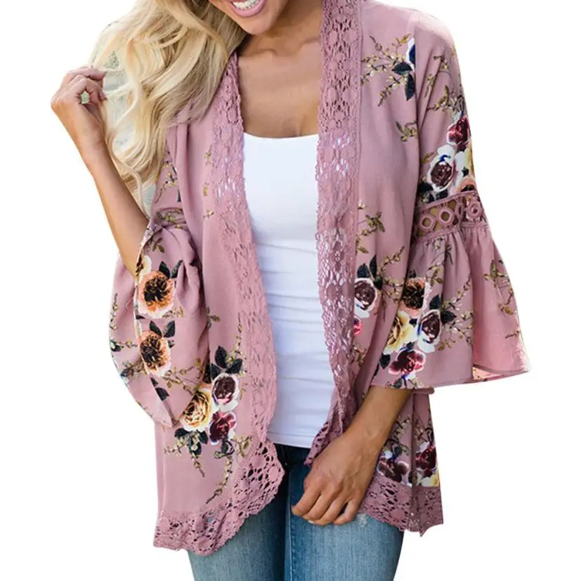 Women Coat Flare Sleeve Lace Open Cape Kimono Jacket Casual Loose Blouse Floral Autumn Haut Femme Kimono Long Sleeve Streetwear
Women Coat Flare Sleeve Lace Open Cape Kimono Jacket Casual Loose Blouse Floral Autumn Haut Femme Kimono Long Sleeve Streetwear