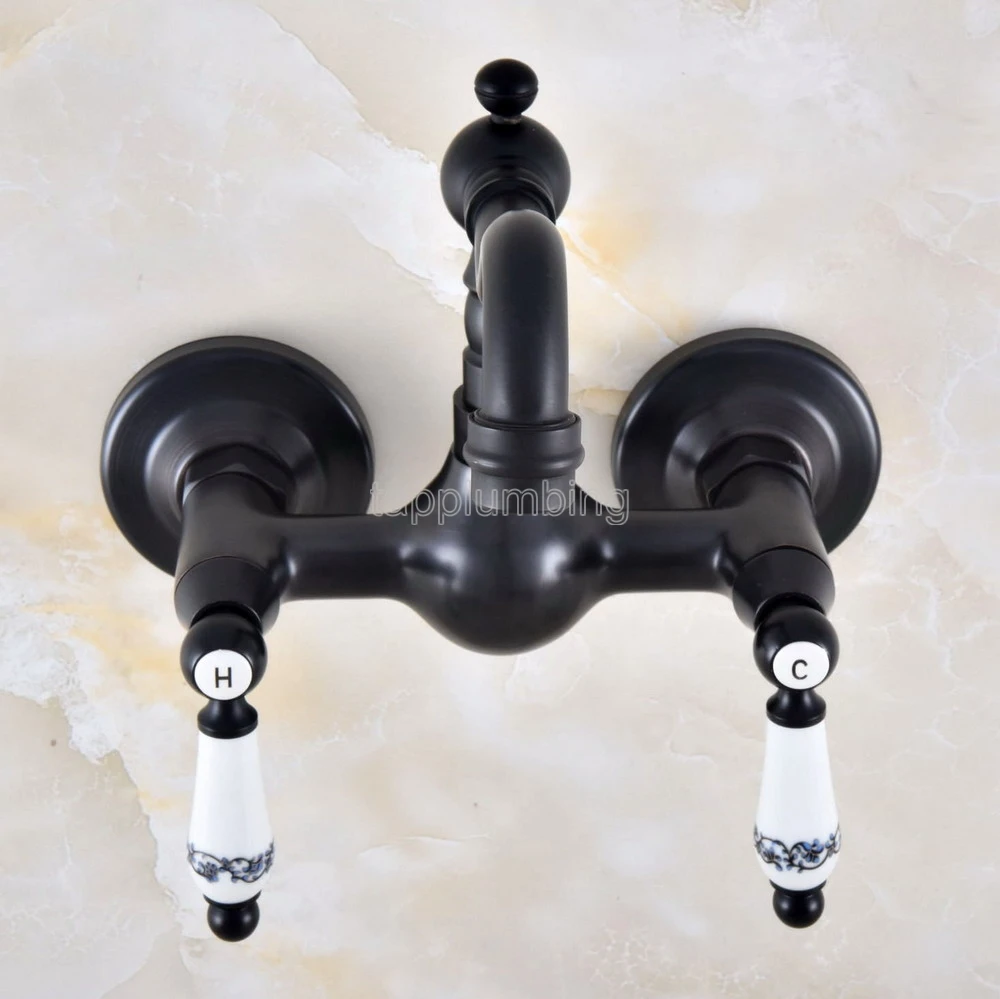 Black Oil Rubbed Bronze Wall Mounted Bathroom Basin Faucet / 360 Swivel Spout Kitchen Sink Mixer Taps tnf867
Black Oil Rubbed Bronze Wall Mounted Bathroom Basin Faucet / 360 Swivel Spout Kitchen Sink Mixer Taps tnf867