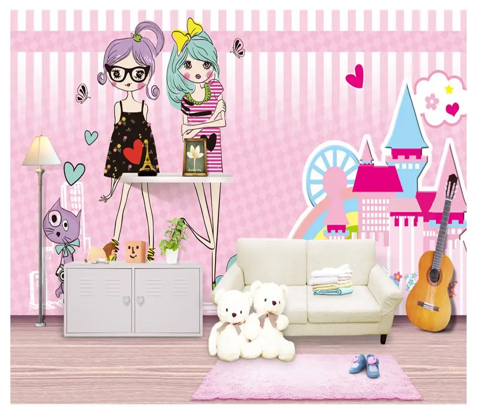 Custom photo Wallpaper 3d mural wallpaper Cartoon little girl child pink Children's room background wall papers home decoration
Custom photo Wallpaper 3d mural wallpaper Cartoon little girl child pink Children's room background wall papers home decoration