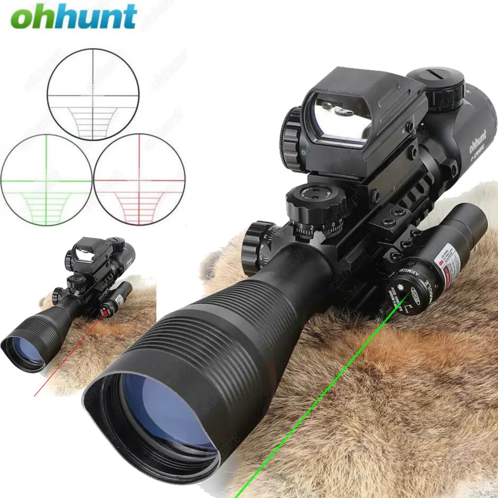 Ohhunt 4-12X50 Hunting Combo Riflescope Optics Sights Red Green Laser and Red Dot Sight with Picatinny Rail Mount Rifle Scope
Ohhunt 4-12X50 Hunting Combo Riflescope Optics Sights Red Green Laser and Red Dot Sight with Picatinny Rail Mount Rifle Scope