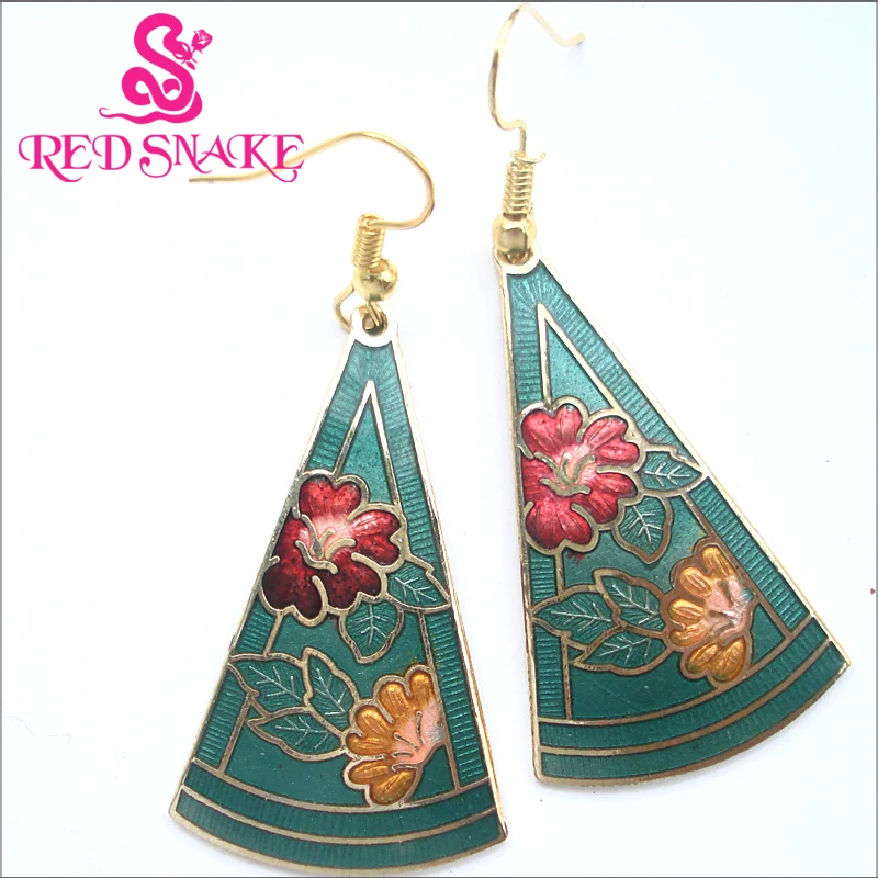 RED SNAKE Fashion Jewelry Cloisonne Enamel Drop Earrings Charm Amazing Beautifully Green background Cone Shaped Flowers
RED SNAKE Fashion Jewelry Cloisonne Enamel Drop Earrings Charm Amazing Beautifully Green background Cone Shaped Flowers